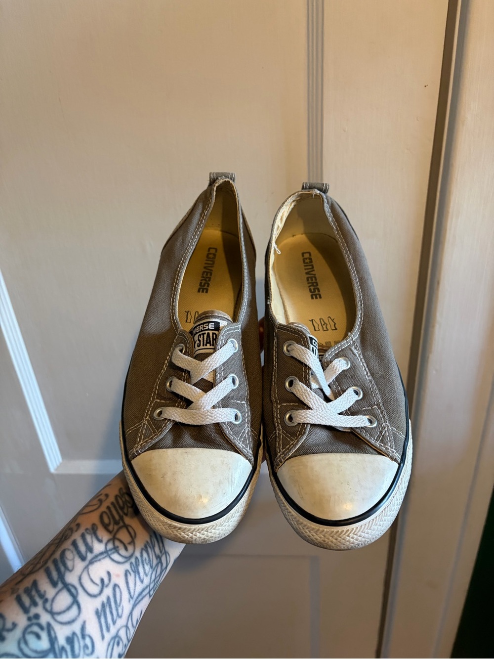 Converse Slip-On Low Top Sneakers in Grey and White